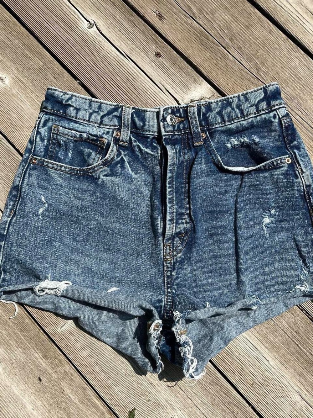wild fable dark wash denim highest rise cutoff shorts